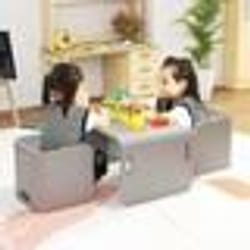 COSTWAY Table Enfant avec 2 Chaises Design Moderne en Bois d Bouleau pour Dessin Manger Etudier et Jouer
