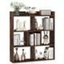 COSTWAY Meuble Étagère à Livres Ouverte à 7 Cubes Étagère de Rangement avec Dispositifs Anti-basculement pour Bureau Salon Marron