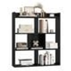 COSTWAY Meuble Étagère à Livres Ouverte à 7 Cubes Étagère de Rangement avec Dispositifs Anti-basculement pour Bureau Salon Noir