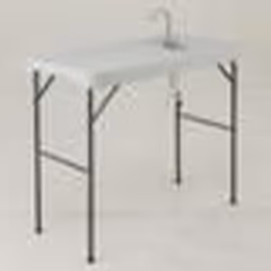 Table Pliante de Jardin 108 CM COSTWAY Table de Nettoyage Extérieur en HDPE avec Évier Robinet Pivotant à 360° Tuyau de Drain ...