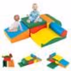 7 PCS Blocs de Manipulation COSTWAY-Mousse EPE et Cuir Faux Amovible-Jeu pour Grimper et dEscalade pour Tout-Petits-Multicolo ...