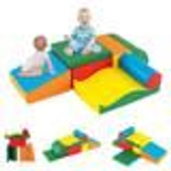 7 PCS Blocs de Manipulation COSTWAY-Mousse EPE et Cuir Faux Amovible-Jeu pour Grimper et dEscalade pour Tout-Petits-Multicolore