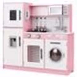 COSTWAY Cuisine pour Enfants de 3 Ans + Effect Sons et Lumières avec 5 Accessoires Rose