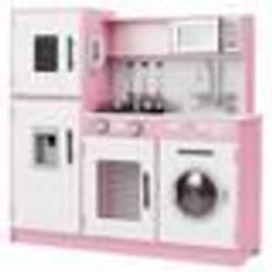 COSTWAY Cuisine pour Enfants de 3 Ans + Effect Sons et Lumières avec 5 Accessoires Rose
