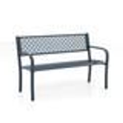 Banc dExtérieur en Métal 2-3 Places COSTWAY Dossier en Treillis Géométrique Accoudoirs et Siège à Lattes Banc de Jardin Bleu