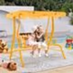 COSTWAY Balancelle de Jardin Balançoire Extérieure avec 2 Places Auvent Réglable en Angle Charge 80 kg 112 x 765 x 111 CM Jau ...