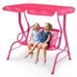 COSTWAY Balancelle de Jardin Balançoire Extérieure avec 2 Places Auvent Réglable en Angle Charge 80 kg 112 x 765 x 111 CM Rose