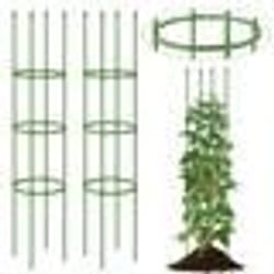 COSTWAY Lot de 2 Treillis de Jardin à Tomates 145cm pour Grimpantes Plantes en Pots Hauteurs Ajustables pour Intérieur Extérieur