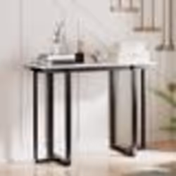 COSTWAY Table Console dEntrée en Imitation Marbre Structure Géométrique en Métal 107 x 40 x 795 cm pour Salon Couloir (Noir)