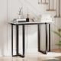 COSTWAY Table Console dEntrée en Imitation Marbre Structure Géométrique en Métal 107 x 40 x 795 cm pour Salon Couloir (Noir)