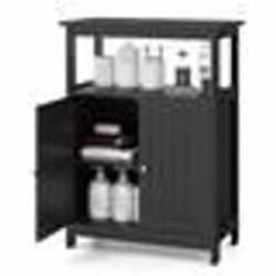 COSTWAY Armoire de Salle de Bain avec 2 Portes Compartiment et Étagère Ajustable pour Salon Entrée Cuisine 60x30x80 cm Noir