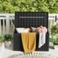 COSTWAY Coffre de Rangement sur Roulettes Extérieure - 380 L - en Résine PP Couvercle Verrouillable Noir