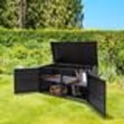 COSTWAY Coffre de Rangement Extérieure en Rotin 335L 115 x 60 x 65 CM adre en Acier Noir