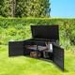 COSTWAY Coffre de Rangement Extérieure en Rotin 335L 115 x 60 x 65 CM adre en Acier Noir
