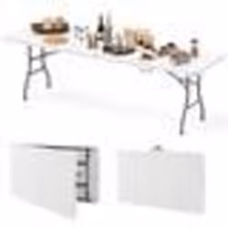 COSTWAY Table Pliable de Jardin 245cm Plateau en HDPE Charge 160kg Poignée et Verrouillage Portable pour Camping Salle à Mang ...