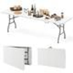 COSTWAY Table Pliable de Jardin 245cm Plateau en HDPE Charge 160kg Poignée et Verrouillage Portable pour Camping Salle à Manger