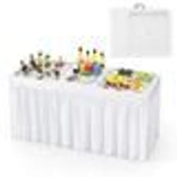 COSTWAY Table Pliable de Jardin Extérieur 151 cm Double Évier Jupe Assortie Tuyau de Drainage Table de Refroidissement Portable