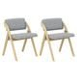 COSTWAY Lot de 2 Chaises à Manger Pliable avec Pieds en Bois de Caoutchouc Siège et Dossier Rembourrés Siège 47 x 47 cm Gris