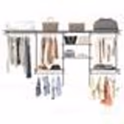 Étagère Murale Extensible COSTWAY-Système de Rangement pour Placard 122-244 CM-Organisation de Placard Réglable avec Tringle- ...