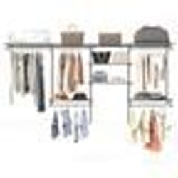 Étagère Murale Extensible COSTWAY-Système de Rangement pour Placard 122-244 CM-Organisation de Placard Réglable avec Tringle-Noir
