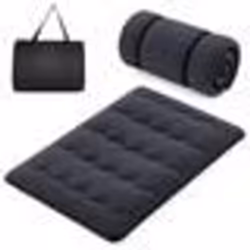 COSTWAY Matelas Futon 140 x 200 CM Surmatelas Amovible Lavable Matelas de Sol Portable avec Sac de Transport pour Camping Noi ...