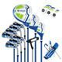 Set de Clubs de Golf COSTWAY-pour Hommes avec Sac Trépied-Ensemble Comprend Driver&Bois&Hybride&Fers&Putter&Couvre-Chefs-Bleu