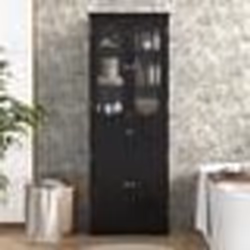 COSTWAY Colonne Salle de Bain Armoire Haute à 4 Portes 1 Tiroir 2 Etagères Réglables Salle de Bain Cuisine 60x30x160 cm Noir