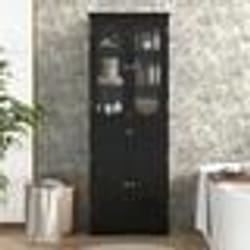 COSTWAY Colonne Salle de Bain Armoire Haute à 4 Portes 1 Tiroir 2 Etagères Réglables Salle de Bain Cuisine 60x30x160 cm Noir