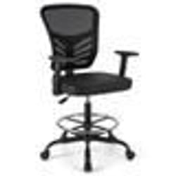 Chaise de Bureau Pivotante - COSTWAY - pour Travail Dessin Soutien Lombaire Assise en Similicuir - Réglable en Hauteur 54-75cm