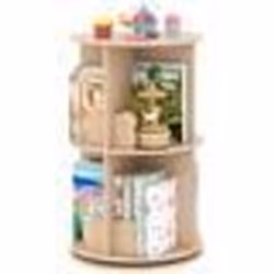 COSTWAY Bibliothèque d’Angle Ronde et Rotative pour Enfants à 2 Niveaux Étagère de Rangement Pivotante à 360° 40 x 65 cm Natu ...
