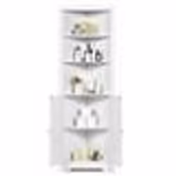 COSTWAY Colonne Salle de Bain Armoire dAngle avec 3 Etagères Ouvertes et Armoire pour Salle de Bain Chambre Salon Blanc