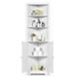 COSTWAY Colonne Salle de Bain Armoire dAngle avec 3 Etagères Ouvertes et Armoire pour Salle de Bain Chambre Salon Blanc