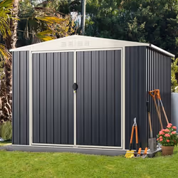 COSTWAY Abri de Jardin 45 m2 - 246 x 193 x 180 cm (L x l x H) en Acier Coloré Antirouille avec Porte Verrouillable Toit Pendu