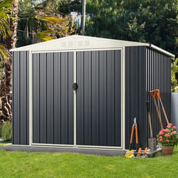 COSTWAY Abri de Jardin 45 m2 - 246 x 193 x 180 cm (L x l x H) en Acier Coloré Antirouille avec Porte Verrouillable Toit Pendu