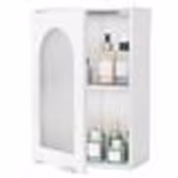 COSTWAY Meuble Murale de Salle de Bain - Porte en Verre Trempé Étagère Ajustable pour Salle de Bain Salon 35x20x525cm Blanc