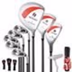 COSTWAY Sac de Golf Trépied pour Femmes Ensemble de Clubs de Golf 9 Pièces avec Sac de Chariot Portable 3 Protèges-Chef Rouge
