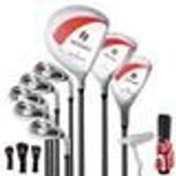 COSTWAY Sac de Golf Trépied pour Femmes Ensemble de Clubs de Golf 9 Pièces avec Sac de Chariot Portable 3 Protèges-Chef Rouge