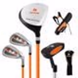 COSTWAY Sac de Golf Trépied pour Enfants Ensemble de Clubs de Golf 5 Pièces avec Support & Protecteur de Pluie 11 à 13 Ans Ja ...