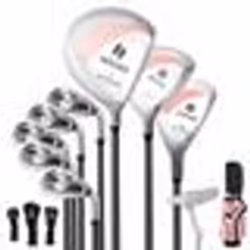 COSTWAY Sac de Golf Trépied pour Femmes Ensemble de Clubs de Golf 9 Pièces avec Sac de Chariot Portable 3 Protèges-Chef Rose