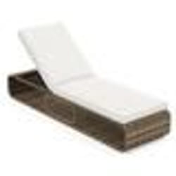 COSTWAY Chaise Longue de Jardin Extérieur Inclinable à 7 Positions en Osier PE avec Dossier Réglable Coussin Rangementpour Patio