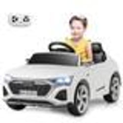 Voiture Électrique pour Enfants COSTWAY Licence Audi Télécommande&Lumières&Musique 3 Vitesses Démarrage Progressif98x49x43CM Blanc