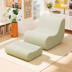 COSTWAY Canapé Pouf de Relaxtion dAppoint en Velours avec Repose-Pieds Éponge à Haute ÉlasticitéHousse Lavable en Machine Ver ...