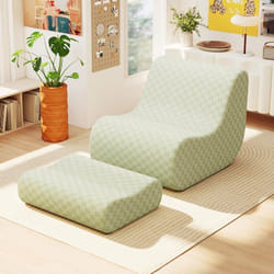 COSTWAY Canapé Pouf de Relaxtion dAppoint en Velours avec Repose-Pieds Éponge à Haute ÉlasticitéHousse Lavable en Machine Vert