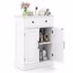 COSTWAY Armoire de Salle de Bain avec 2 Portes Tiroir et Étagère Réglable pour Cuisine Salon Salle à Manger 56x30x80 cm Blanc