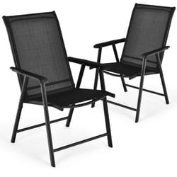COSTWAY Lot de 2 Chaises de Jardin Exterieur Pliantes Verrouillage de Sécurité Cadre en Métal Charge 150kg pour Patio PlageNoir