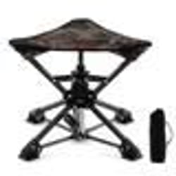 COSTWAY Chaise de Jardin Exterieur Pliable Tabouret de Jardin Pivotante à 360° avec Sac de Transport Charge 150 kg Camouflage
