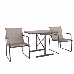 COSTWAY Ensemble Table et Chaises de Jardin 3 Pièces Table à Manger Rectangulaire et 2 Fauteuils en Tissu pour Cour Balcon Po ...