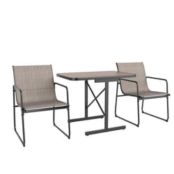 COSTWAY Ensemble Table et Chaises de Jardin 3 Pièces Table à Manger Rectangulaire et 2 Fauteuils en Tissu pour Cour Balcon Porche
