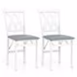 COSTWAY Lot de 2 Chaises de Salle à Manger Pliantes en Bois - 41 x 53 x 91 cm - Siège Rembourré - Dossier Incurvé Blanc
