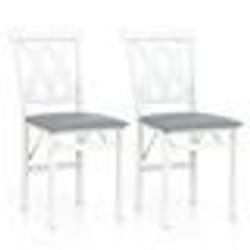 COSTWAY Lot de 2 Chaises de Salle à Manger Pliantes en Bois - 41 x 53 x 91 cm - Siège Rembourré - Dossier Incurvé Blanc